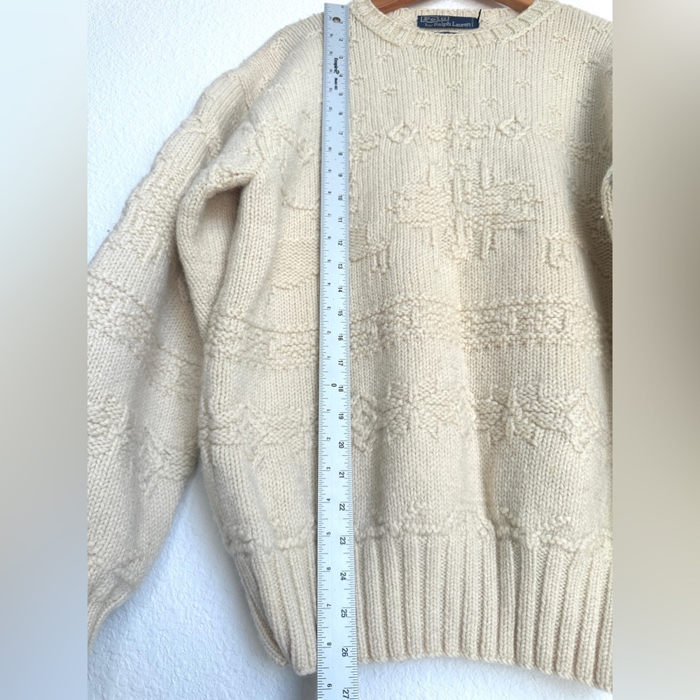 Vintage 90s Polo Ralph Lauren 100% wool hand‎ knit reindeer snowflake sweater - Picture 12 of 17